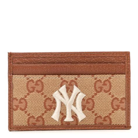 gucci yankee card case|GUCCI X MLB GG Monogram NY Yankees Card Holder Beige.